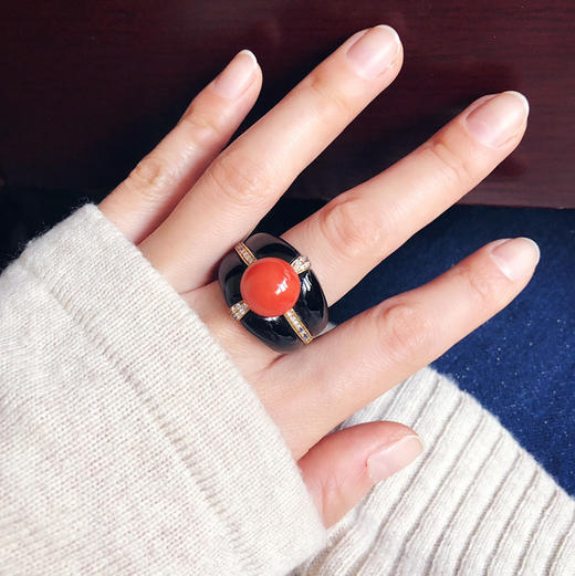 ONLY系列 红海 天然珊瑚戒指 商品图3