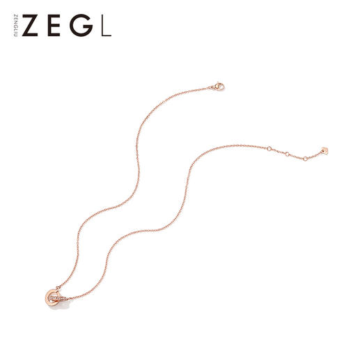 ZEGL玫瑰金环环相扣项链送女友锁骨链双环吊坠情侣饰品情人节礼物 商品图2
