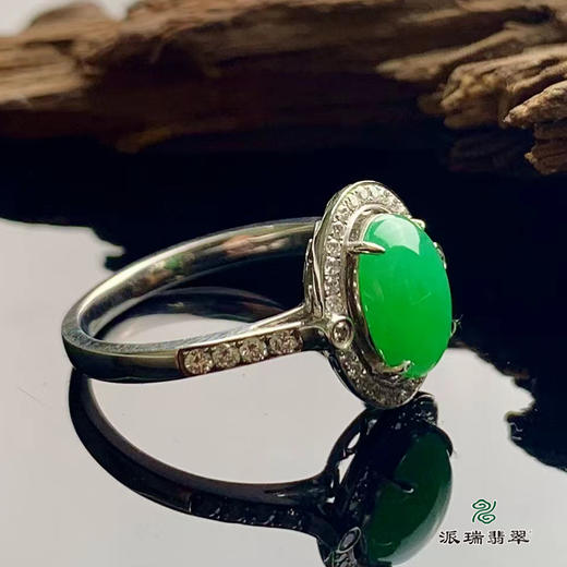 派瑞翡翠 18k金翡翠戒指 糯种 阳绿色 商品图1
