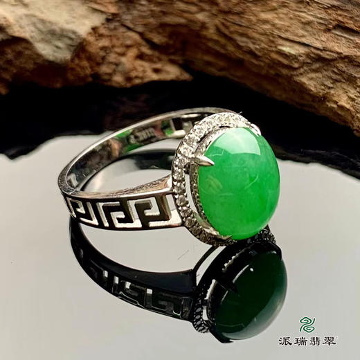 派瑞翡翠 18k金翡翠戒指 糯种 阳绿色 商品图1