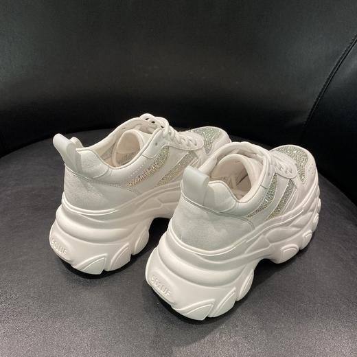 LFGJ 14614  春款潮牌真皮女鞋个性水钻金属链休闲老爹鞋 商品图3