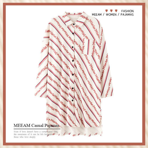 衬衫睡裙女春秋季纯棉长袖韩版开衫连衣裙秋冬长款性感宽松家居服 商品图8