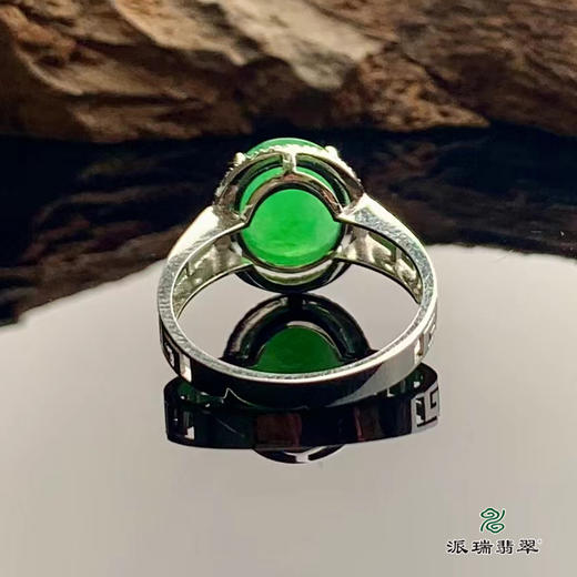 派瑞翡翠 18k金翡翠戒指 糯种 阳绿色 商品图5