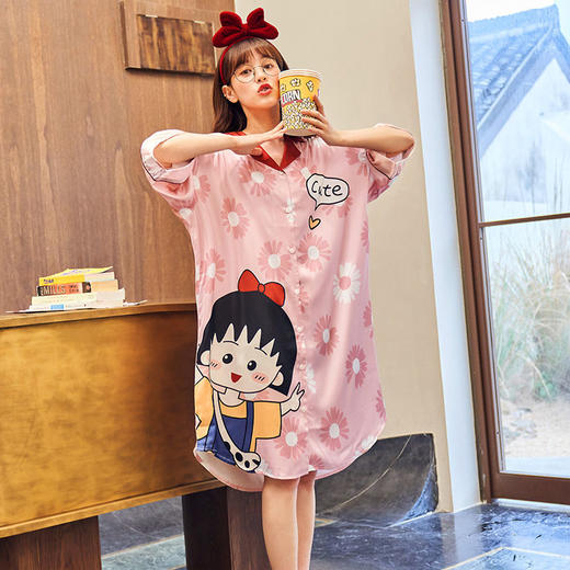 冰丝睡袍薄款睡裙女夏长款过膝短袖公主风家居服大码宽松睡衣夏天 商品图4