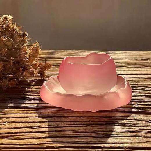 李子柒同款初雪渐变粉色女主人杯女士茶具品茗杯手工玻璃杯 商品图1