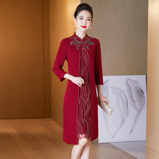 LC-2203春季新款婚礼礼服喜婆婆婚宴装高贵假两件结婚服 商品图1