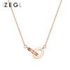 ZEGL玫瑰金环环相扣项链送女友锁骨链双环吊坠情侣饰品情人节礼物 商品缩略图1