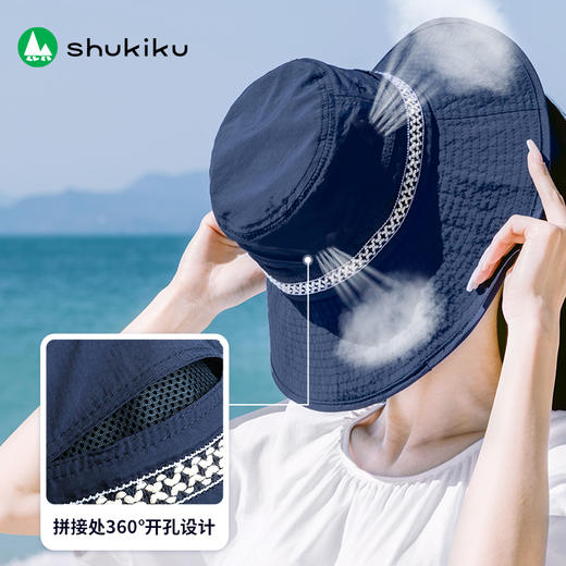 SHUKIKU舒可酷女士防晒遮阳帽夏防紫外线UV薄透气渔夫帽成人 商品图6