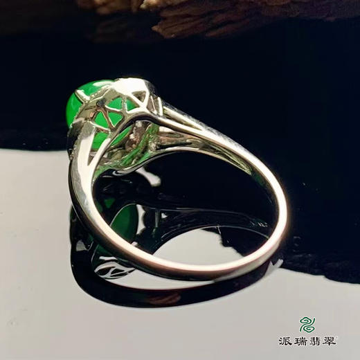 派瑞翡翠 18k金翡翠戒指 糯种 阳绿色 商品图2