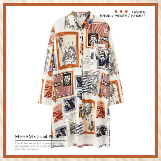 衬衫睡裙女春秋季纯棉长袖韩版开衫连衣裙秋冬长款性感宽松家居服 商品图3