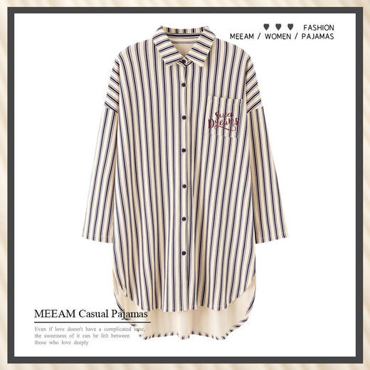 衬衫睡裙女春秋季纯棉长袖韩版开衫连衣裙秋冬长款性感宽松家居服 商品图6