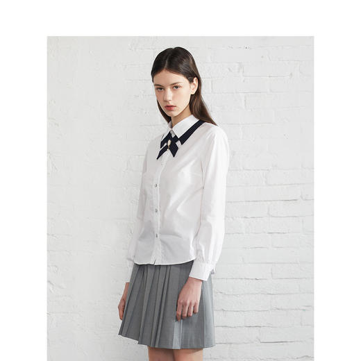 TeenieWeenie小熊2022夏白色衬衫长袖衬衣设计感小众TTYA222302P 商品图3