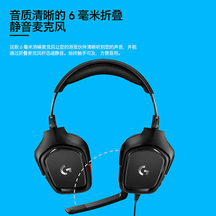 罗技G331电竞游戏有线耳机环绕声可折叠降噪麦克风头戴式 商品图2
