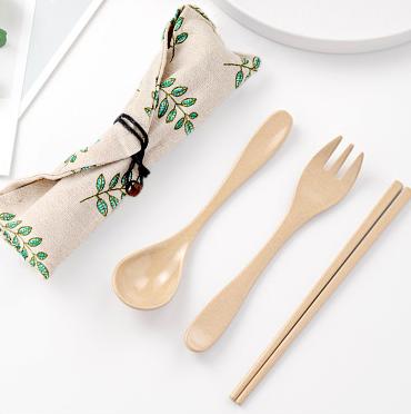 壳氏唯便携叉勺筷组合（绿叶） 商品图0