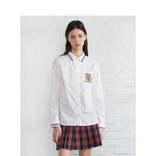 TeenieWeenie小熊22年春款白色休闲刺绣百搭长袖衬衫TTYW222304P 商品图2