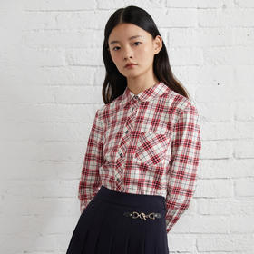 TeenieWeenie小熊女装2022春季格纹长袖衬衫TTYC221205P