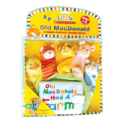 老麦克唐纳拇指偶布书 Little Scholastic: Old MacDonald Hand-Puppet Board Book 儿歌玩具手指偶 英文版进口英语书籍 商品图0