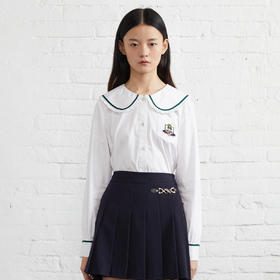 TeenieWeenie小熊娃娃领衬衫白色衬衣女2022春夏新款TTYA221204P