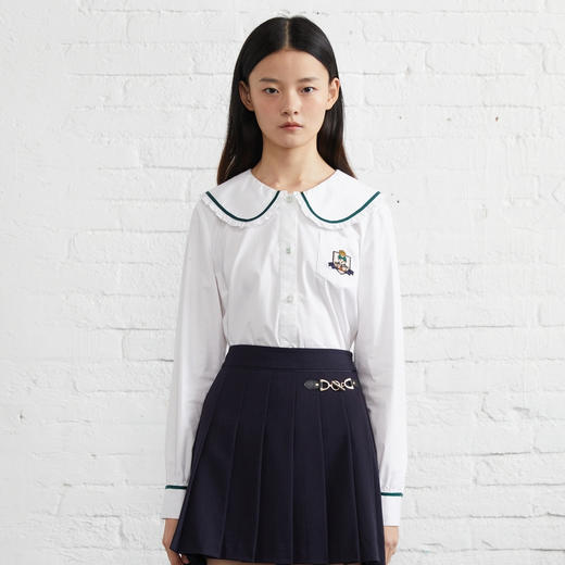 TeenieWeenie小熊娃娃领衬衫白色衬衣女2022春夏新款TTYA221204P 商品图0