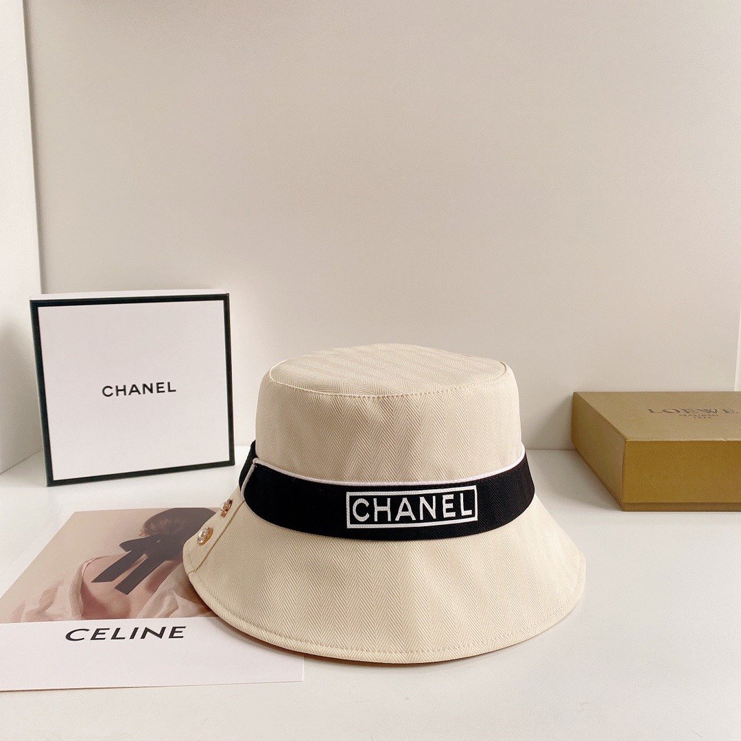 香奈儿 chanel 2022新款小香风珍珠款渔夫帽 新款上架 百搭简约大方