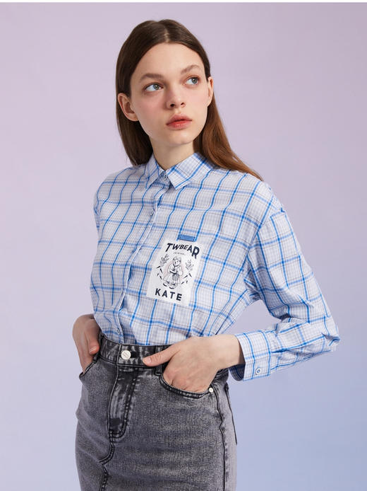 TeenieWeenie小熊2022夏季格纹衬衫学院风长袖衬衣TTYC222301T 商品图1