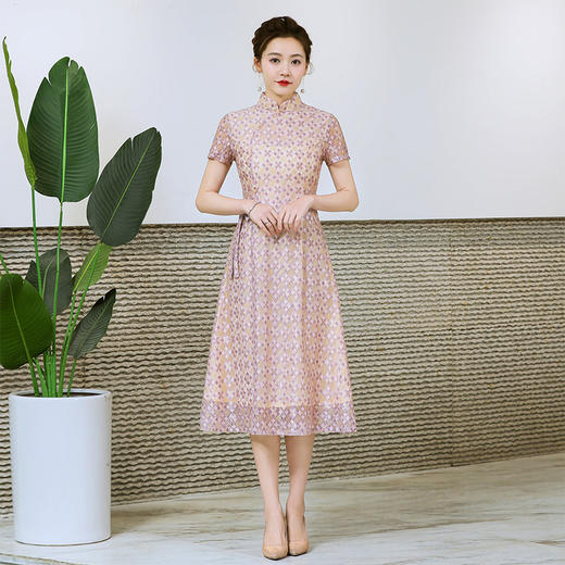 2022年新款时尚斜襟短款蕾丝旗袍  YSD008 商品图0