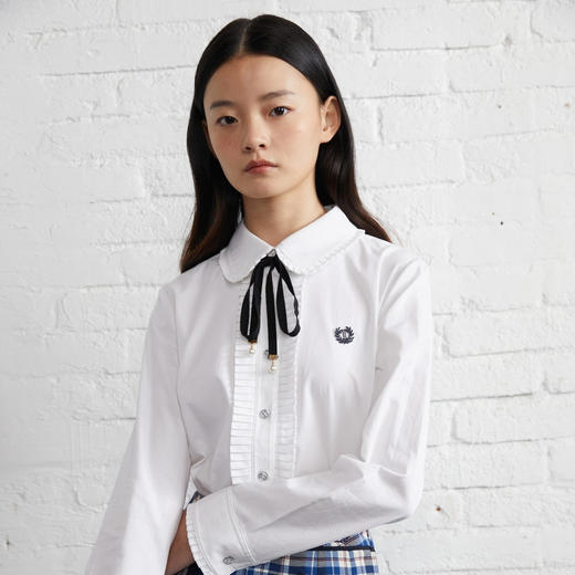 TeenieWeenie小熊娃娃领气质白色衬衫TTYA221203P 商品图0