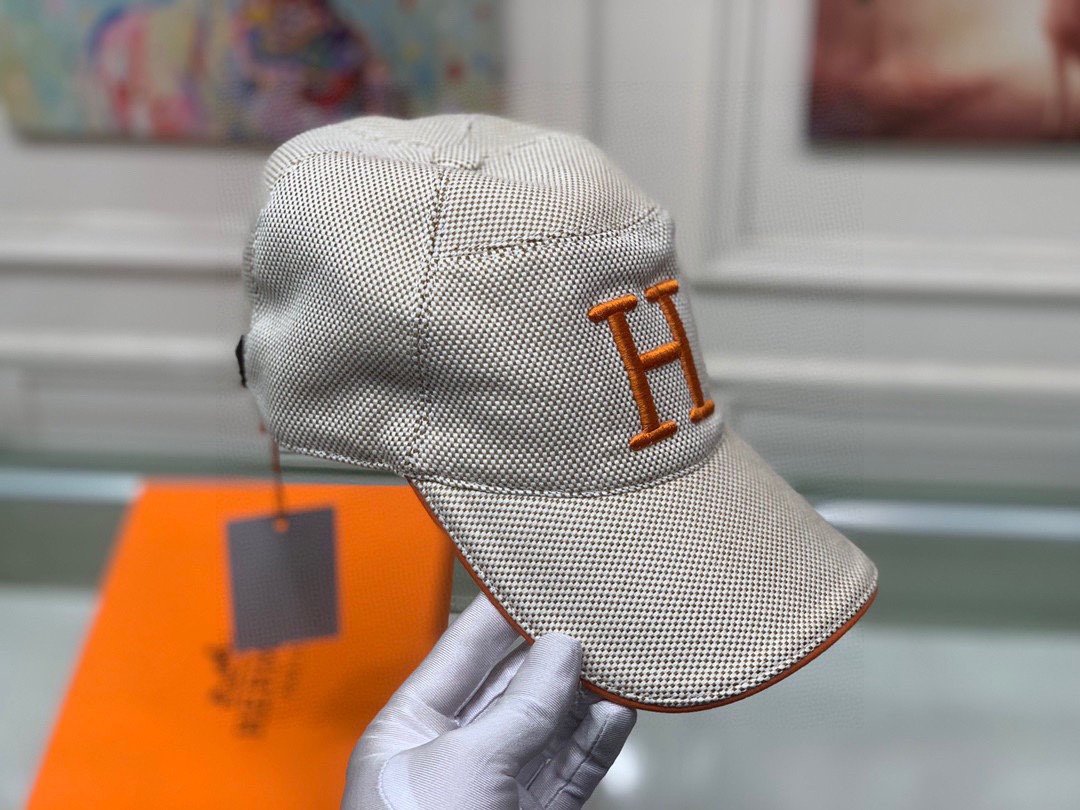 爱马仕 hermes )原单棒球帽 经典h 正品开模订制 原版透气帆布面料 头
