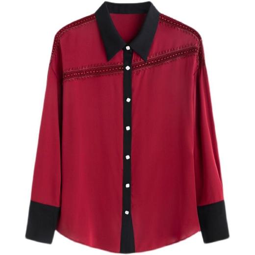 2022春装新款真丝衬衫女时尚刺绣气质长袖桑蚕丝上衣【AHM】 商品图5