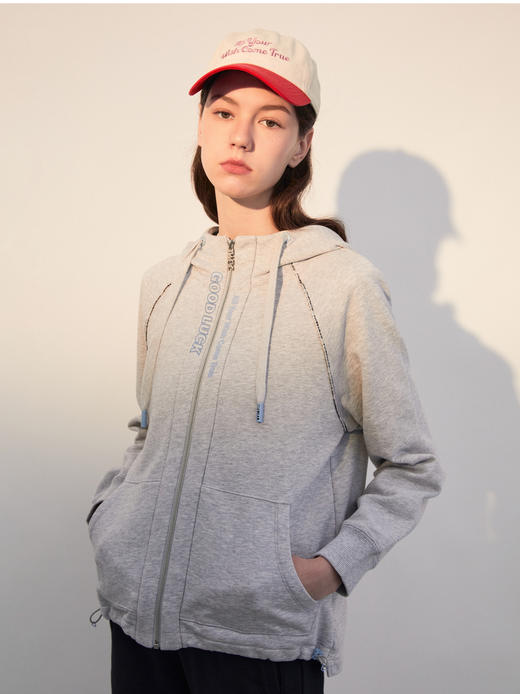 TeenieWeenie小熊宽松连帽韩版卫衣开衫外套潮女装2022年春季新款TTMZ221101T 商品图3