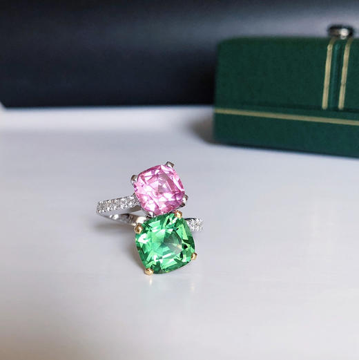 ONLY系列 我和你 红男绿女 天然铬碧玺和尖晶石戒指 商品图1