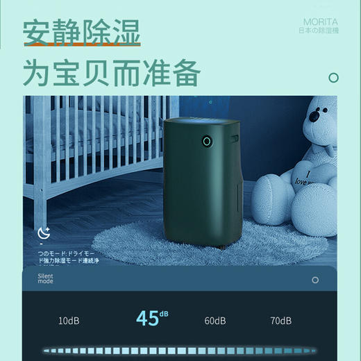日本森田MORITA除湿机家用抽湿机回南天室内防潮去湿器干燥机除潮吸湿去潮抽湿器20L天除湿量 商品图6