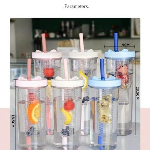网红夏季风果汁杯带防尘盖便携吸管杯男女士带盖塑料杯大容量直饮杯 商品图5