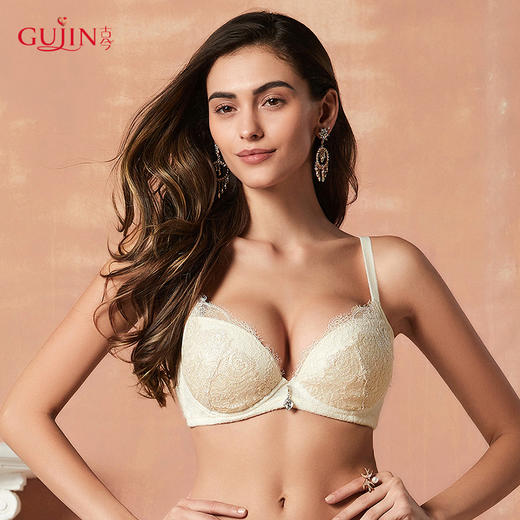 古今舒适棉质蕾丝包裹小胸聚拢侧收文胸罩内衣0K216 商品图3