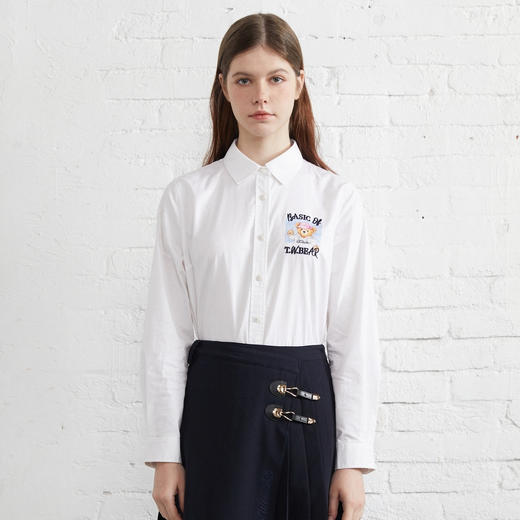 TeenieWeenie小熊2022春季新款女装卡通图案休闲宽松长袖衬衫TTYW221207P 商品图0