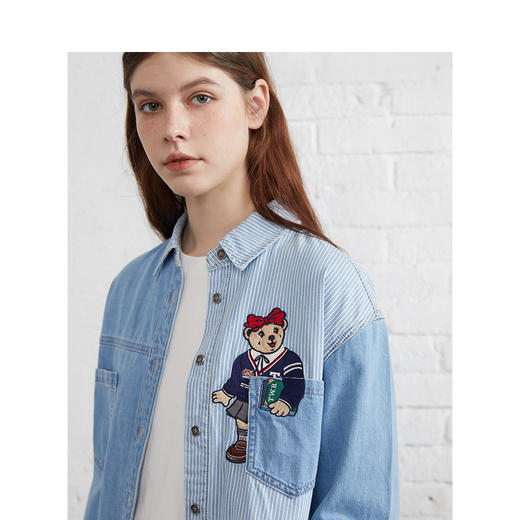 TeenieWeenie小熊复古学院风牛仔衬衫薄款TTYP221208P 商品图3