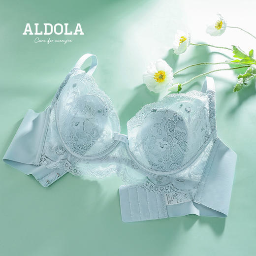 雅黛丽内衣女薄款大胸显小收副乳防下垂文胸蕾丝性感兔耳杯女胸罩 商品图0