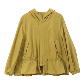 玳莎荷叶边时尚短款连帽外套2022新款纯色通勤外套女  CA37304