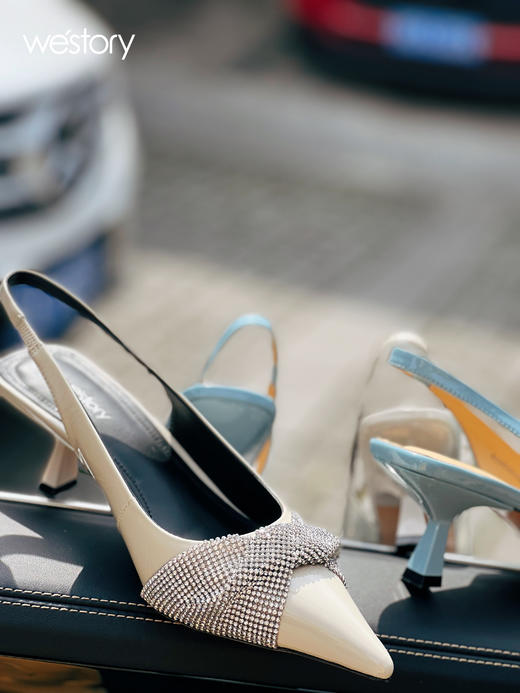 westory2022年春夏季新款闪钻蝴蝶结高跟鞋女凉鞋W22AH54831 商品图1