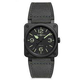 Bell & Ross 柏莱士瑞士经典方表飞行腕表全自动机械男士手表 BR0392-BL3-CE/SCA