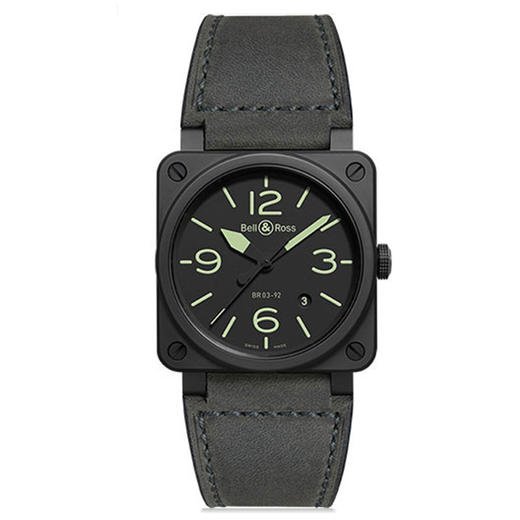 Bell & Ross 柏莱士瑞士经典方表飞行腕表全自动机械男士手表 BR0392-BL3-CE/SCA 商品图0