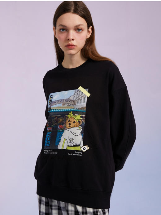 TeenieWeenie小熊圆领套头印花卫衣宽松韩版上衣女装22春夏新款TTMA222304T 商品图2