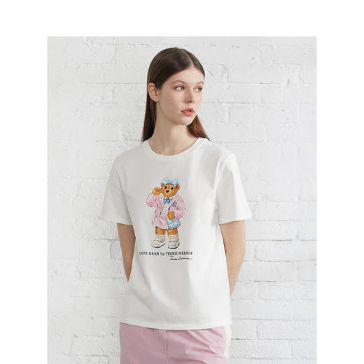 TeenieWeenie小熊2022夏卡通印花宽松白色圆领短袖T恤TTRW222306P 商品图2