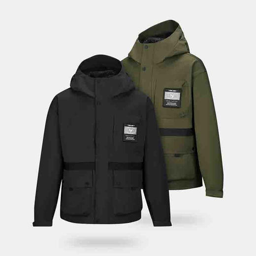 连帽科技面料防风防水防污工装外套百搭四级防水风衣男士休闲冲锋衣 军绿色 165/84A 商品图0