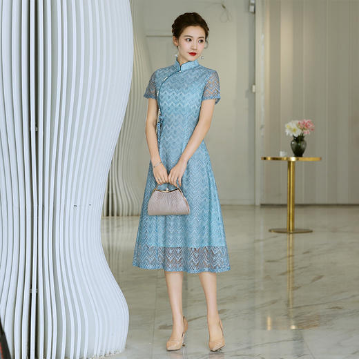 2022年新款时尚斜襟短款蕾丝旗袍  YSD008 商品图3
