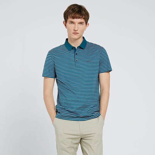 GOOD LUCK/德鲨经典条纹两色可选休闲商务短袖T恤BY03108 商品图2