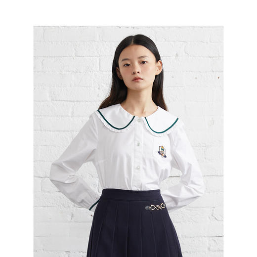 TeenieWeenie小熊娃娃领衬衫白色衬衣女2022春夏新款TTYA221204P 商品图2