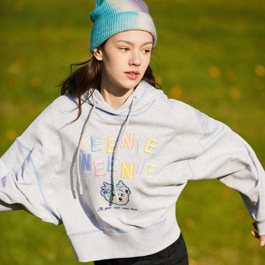 TeenieWeenie小熊春夏新款刺绣字母短款韩版宽松显瘦连帽卫衣TTMW221102T 商品图0