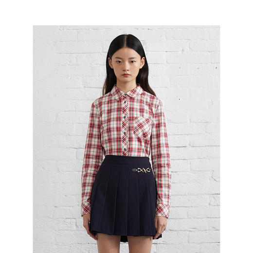 TeenieWeenie小熊女装2022春季格纹长袖衬衫TTYC221205P 商品图1