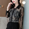 春夏新款衬衫女设计感小众Polo领网纱提花蕾丝上衣气质衬衣KQL-839 商品缩略图2